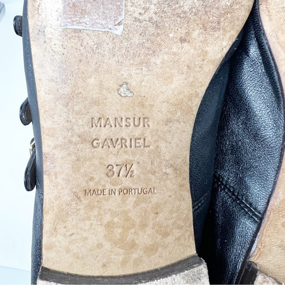 MANSUR GAVRIEL BLACK LEATHER BALLERINA FLATS MARY JANES WOMENS SZ 7.5 - Picture 3 of 12